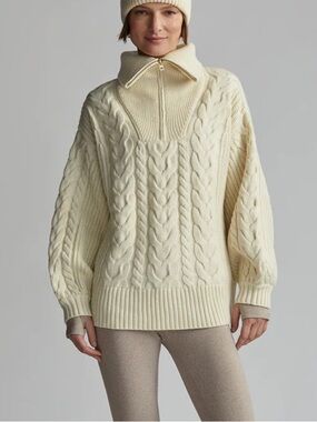 NWOT: VARLEY Daria Half-Zip Cable-Knit Sweater